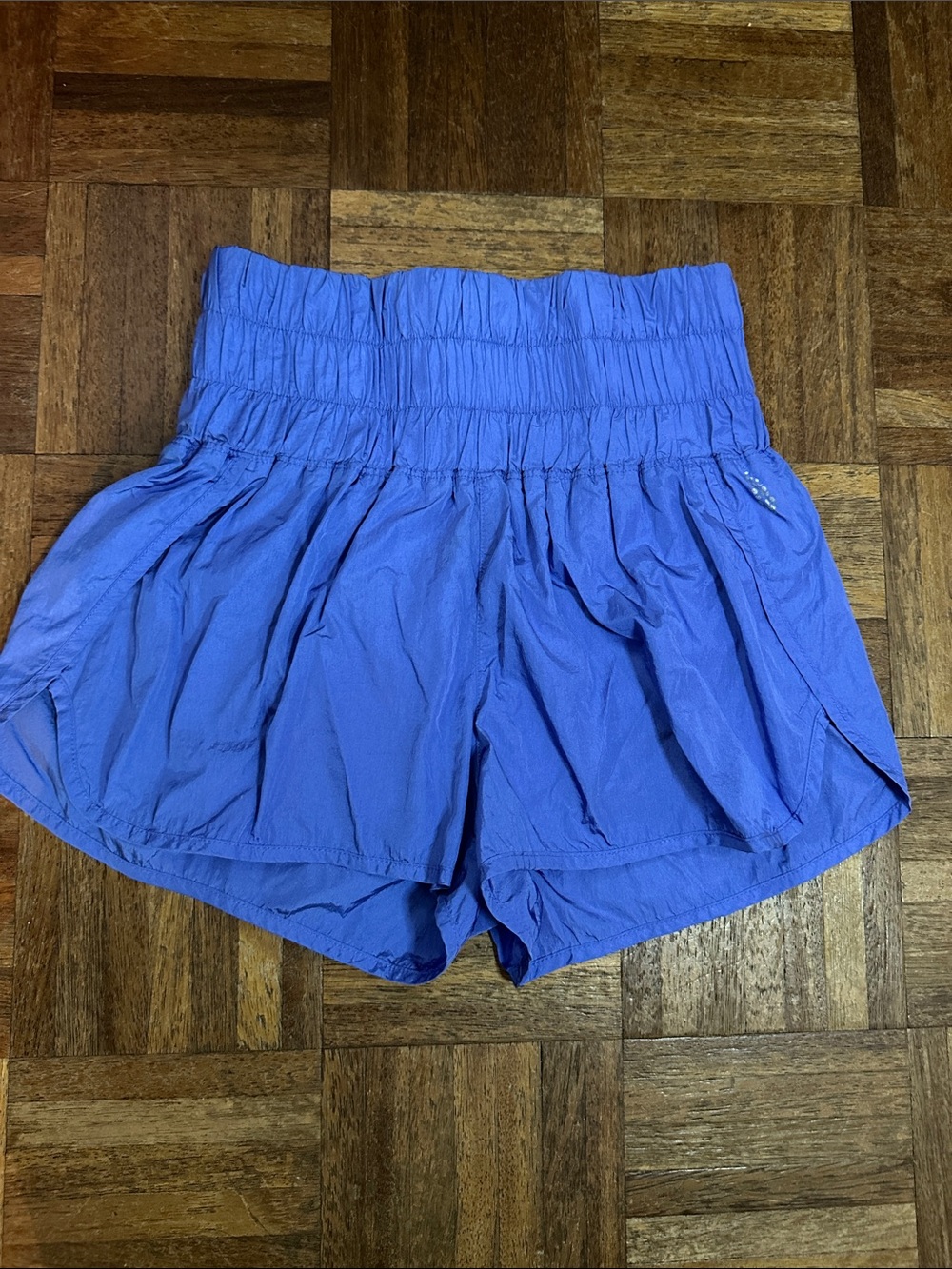 FP Movement Free People Blue Smocked Running Shorts Built-In Brief Women’s S